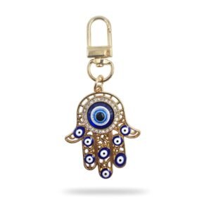 Hamsa Hand Evil Eye Charm (Blue & Gold)
