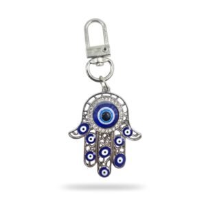 Hamsa Hand Evil Eye Charm (Blue & Silver)