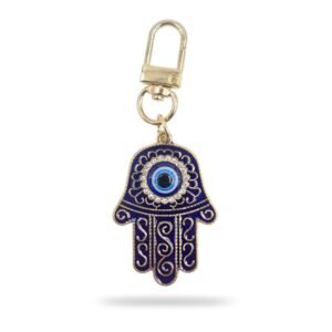 Hamsa Hand Evil Eye Charm (Dark Blue & Gold)