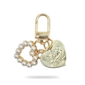 Pearl Ring & Heart Charm Keychain